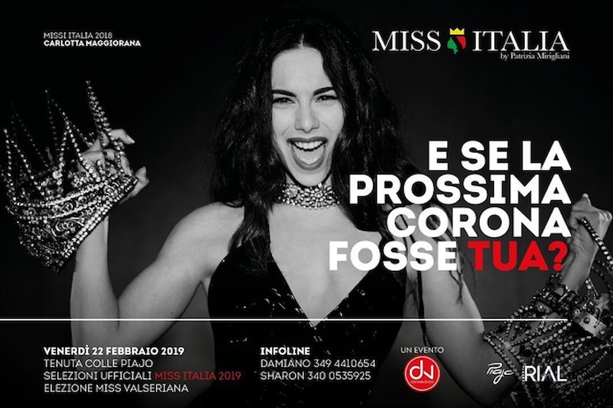 22 febbraio, La Notte delle Miss alla Tenuta Colle Piajo di Nembro (Bg), con Miss Italia (Carlotta Maggiorana) e l'elezione di Miss Valseriana