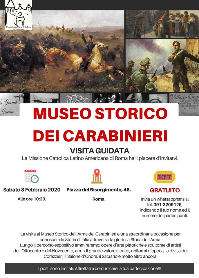 VISITA GUIDATA GRATUITA nel MUSEO STORICO DELL'ARMA DEI CARABINIERI.