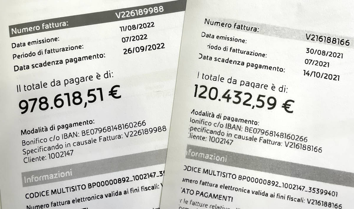 Una bolletta per il gas da quasi un milione di euro è stata recapitata ad un'impresa conserviera in provincia di Salerno
