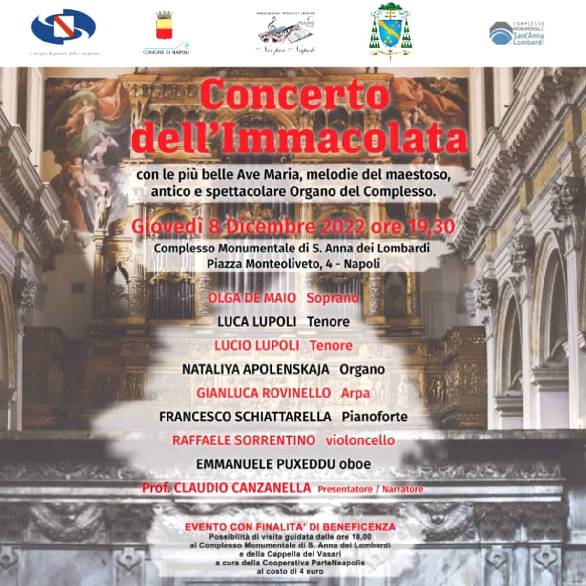 Anche nel 2022 il tradizionale Concerto dell’Immacolata di Noi per Napoli