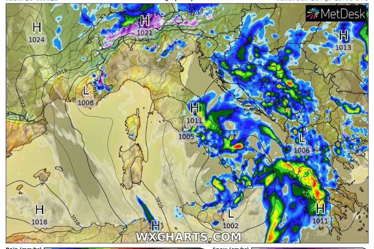 Il Meteo in Italia per Domenica 16 Aprile: Piogge e Temporali al Centro-Sud