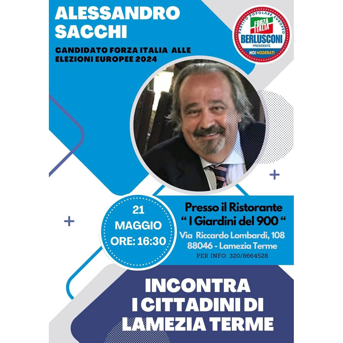 Alessandro Sacchi il 21 maggio a Lamezia Terme per la sua idea di Europa