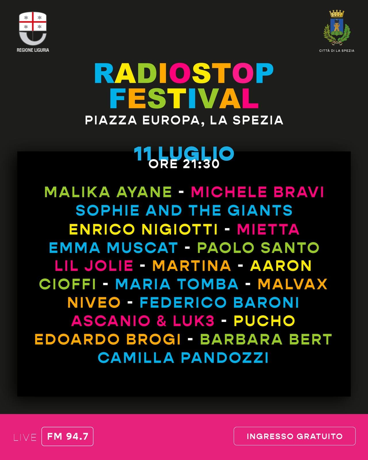 Torna Radiostop Festival, l'evento musicale più atteso dell'estate dagli appassionati di musica pop. Prima tappa giovedì 11 luglio, a La Spezia