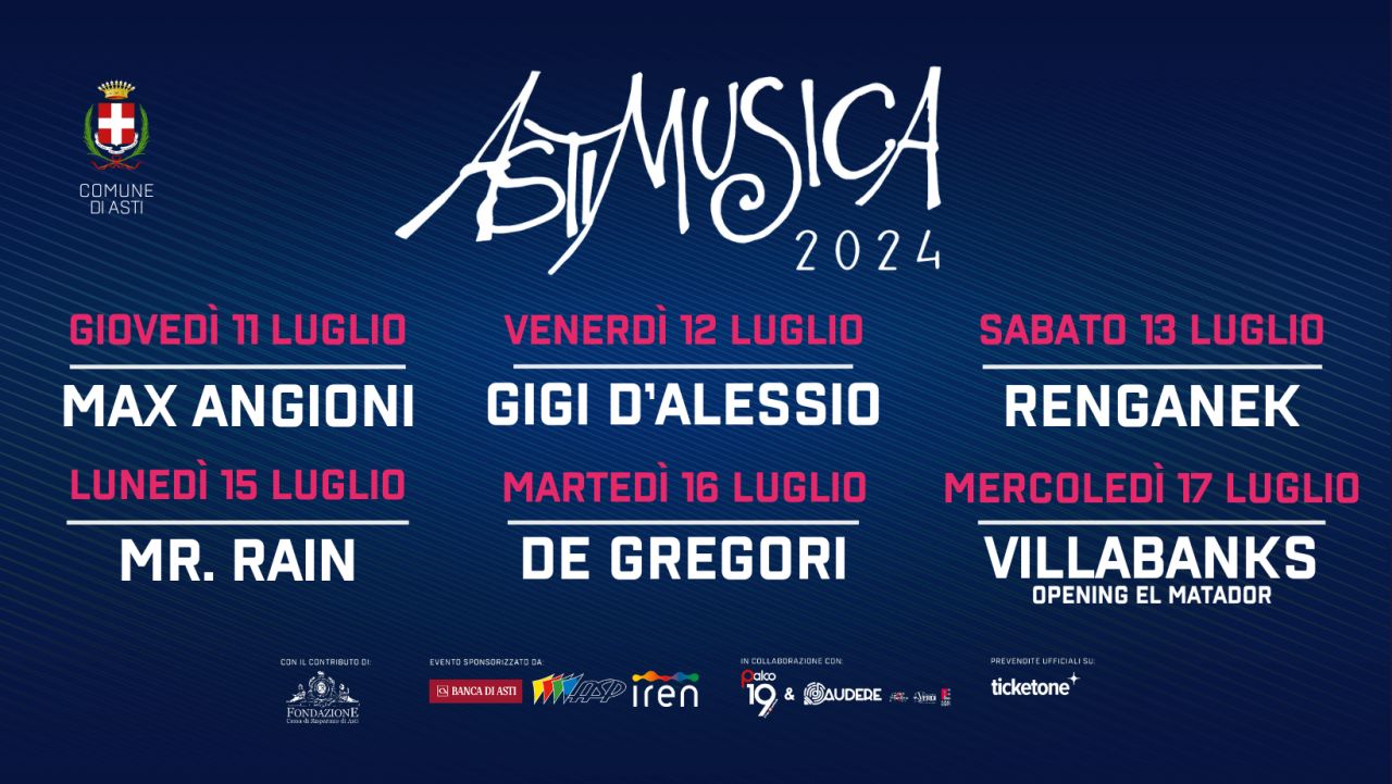 Al via, domani, la 27esima edizione di Astimusica, uno dei festival più conosciuti e attesi d’Italia, con la direzione artistica di Massimo Cotto