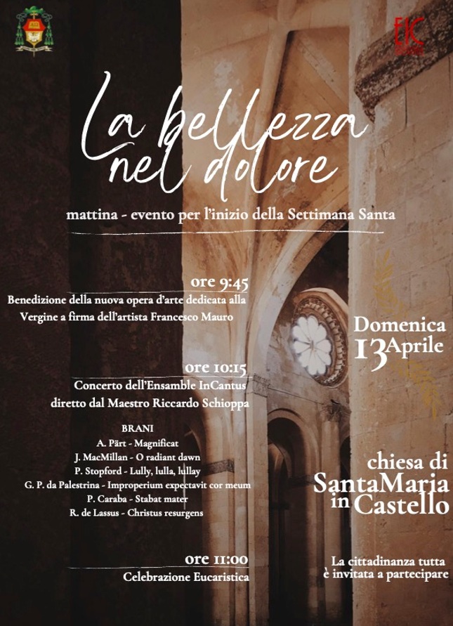 Domenica delle Palme, “La bellezza nel dolore”: torna la rassegna culturale alla Chiesa di Santa Maria in Castello a Tarquinia