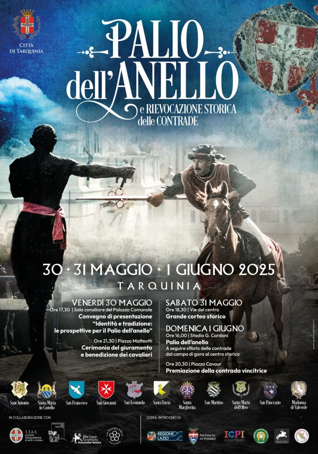 Tarquinia si immerge nel cuore del Medioevo con il Palio dell’Anello e la Rievocazione Storica delle Contrade