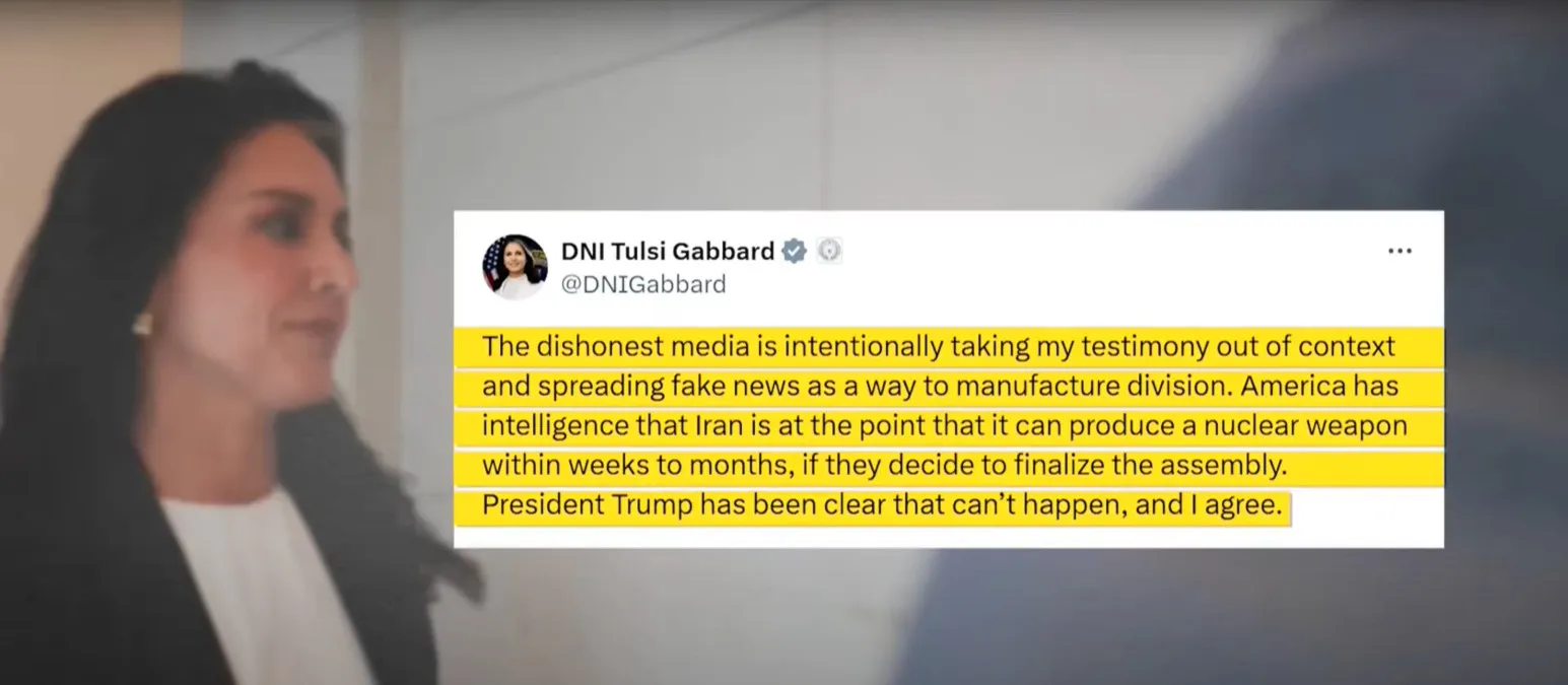 Tulsi Gabbard ci ripensa: adesso l'Iran è in grado di produrre un'arma nucleare nel giro di poche settimane o mesi