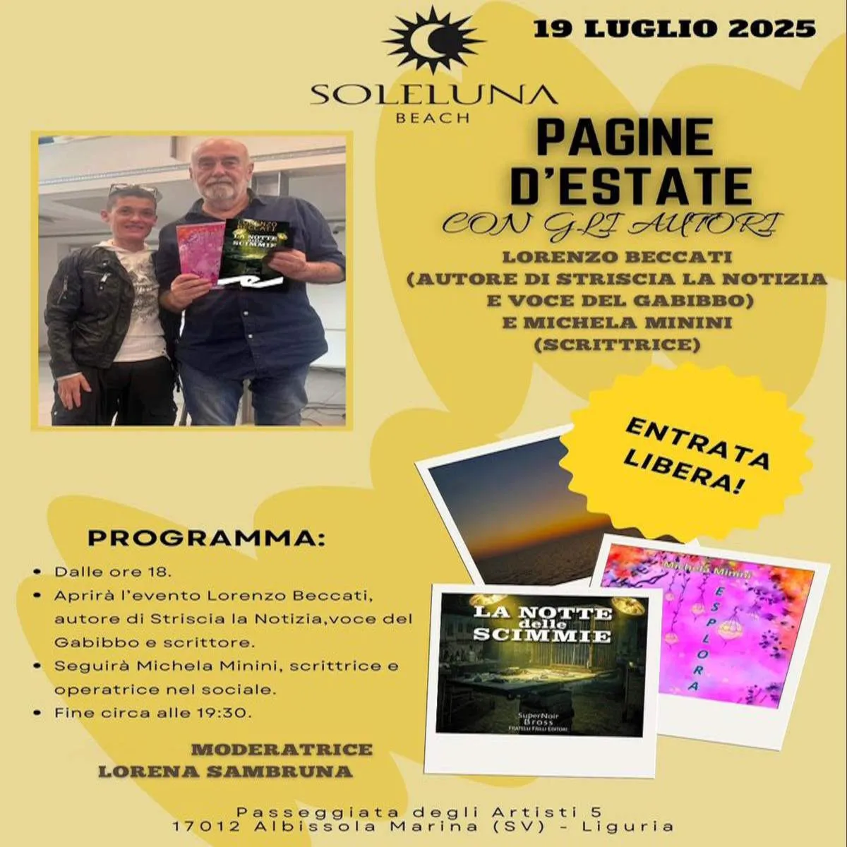Pagine d’Estate: Libri, Autori e Emozioni al Soleluna Beach di Albissola Marina
