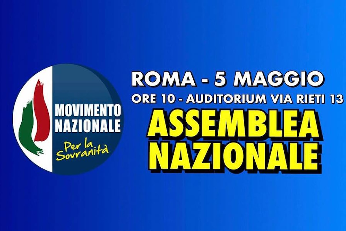 Il Movimento Nazionale per la Sovranità si riunisce il 5 maggio alle ore 10 a Roma
