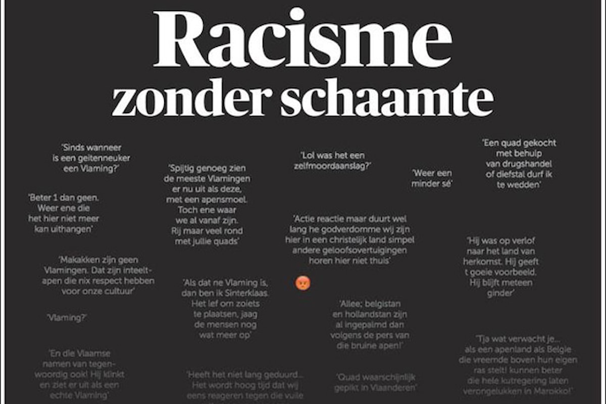 Il giornale De Morgen umilia i razzisti pubblicando in prima pagina i loro commenti