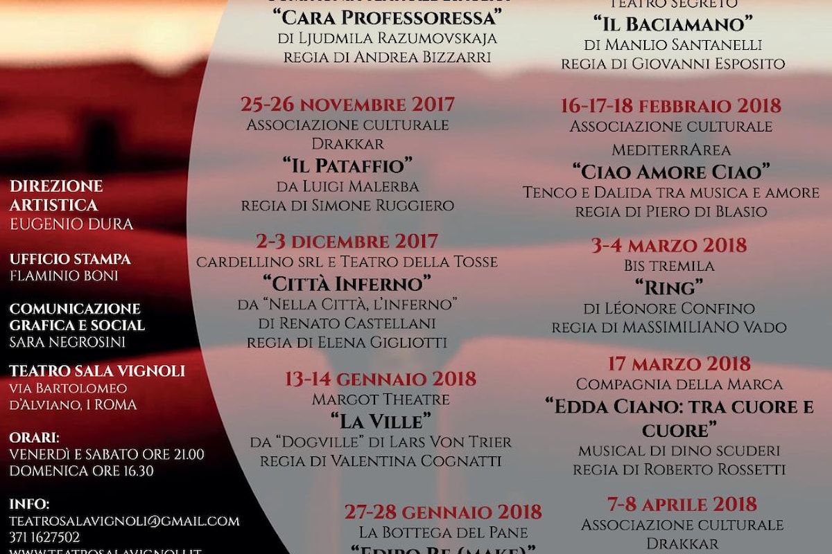 Drammaturgia contemporanea, prosa, musical e autori giovani al Teatro Sala Vignoli